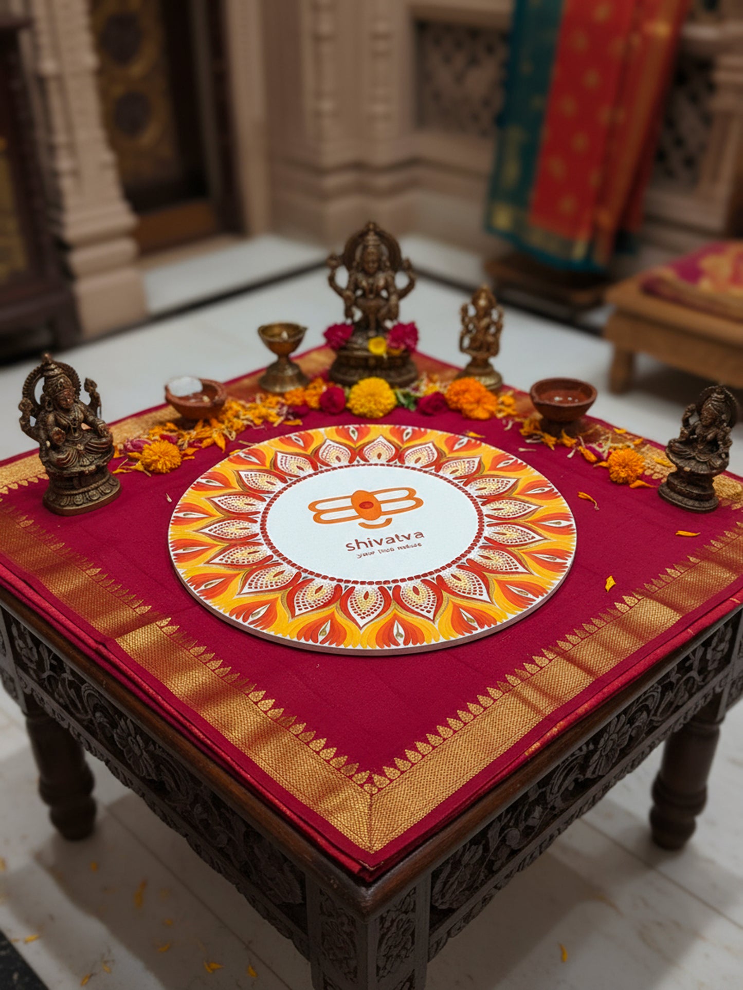 Sacred Shiv Mandala – Hand-Painted Dot Art Wall Plate