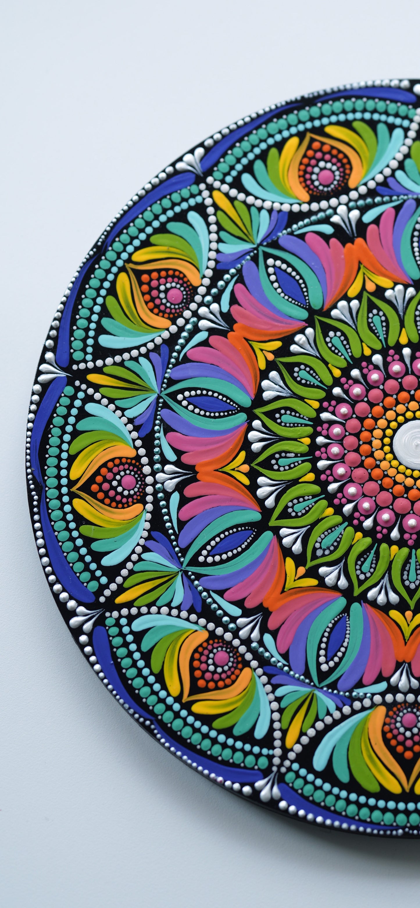 Radiant Harmony – Multicolor Dot Art Mandala Wall Plate