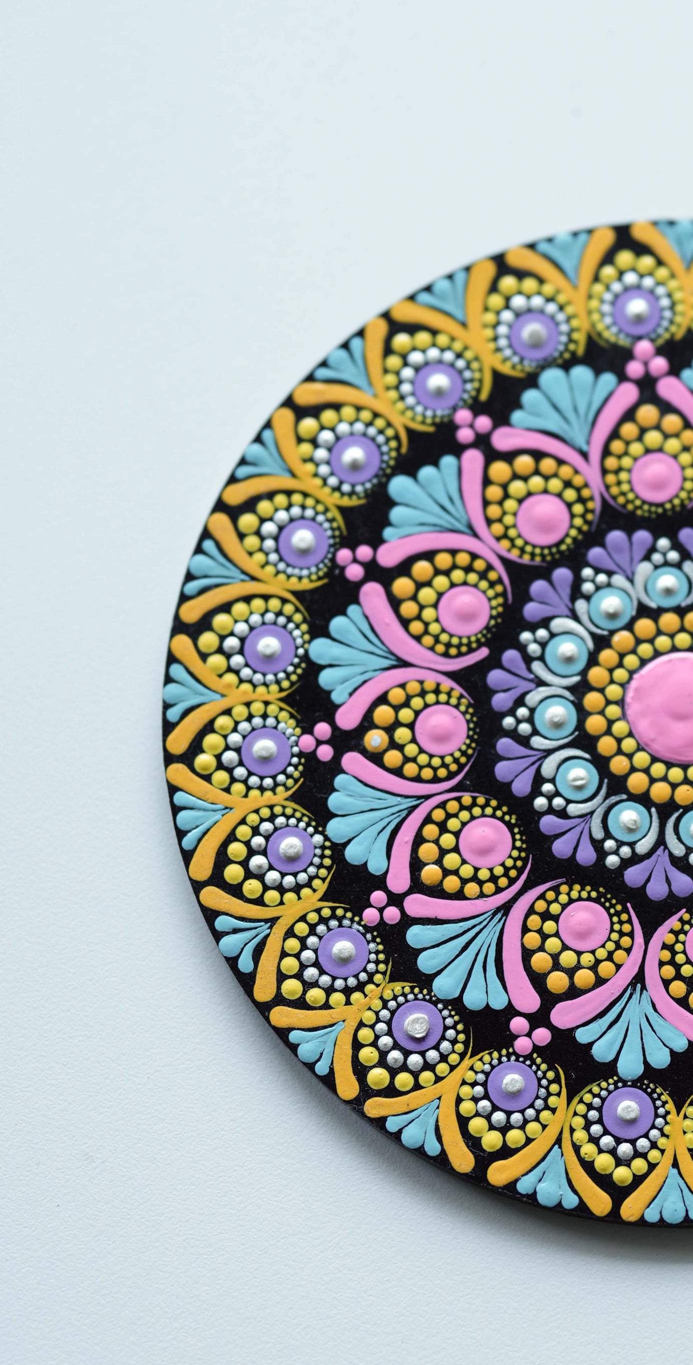 Radiant Pastel Dot Mandala Wall Art - Hand-Painted