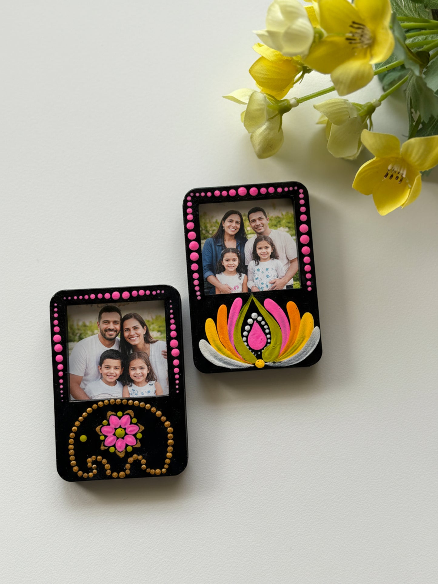 Handpainted Mandala Mini Frames – Lotus & Elephant Collection