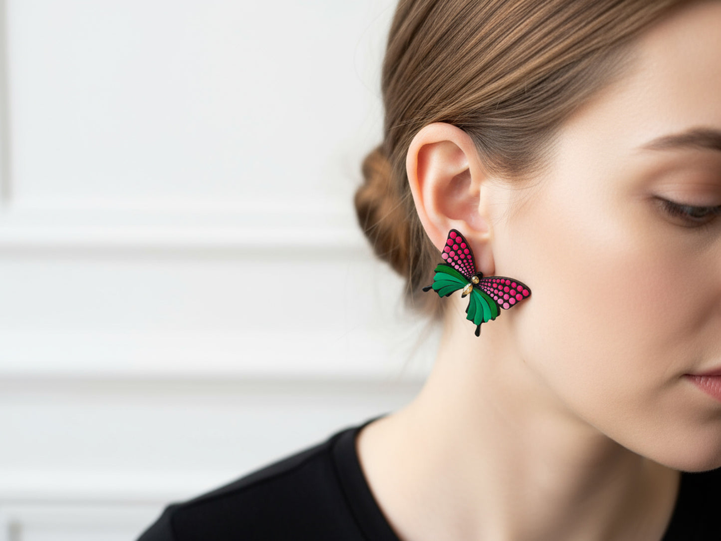 Butterfly Bliss – Handcrafted Dot Mandala Art Earrings