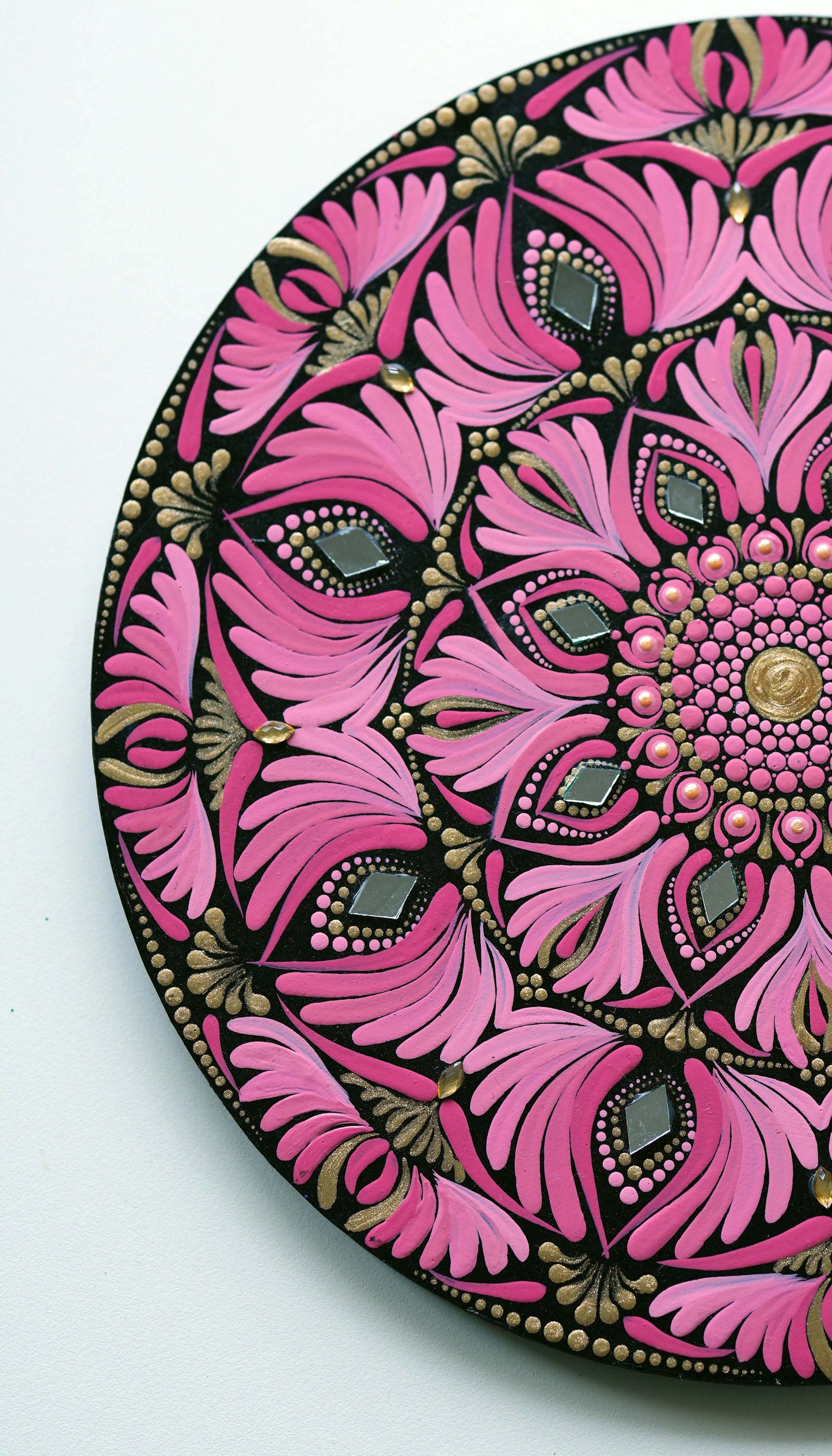 Vibrant Pink Mandala Wall Hanging – Handcrafted Dot Art Design