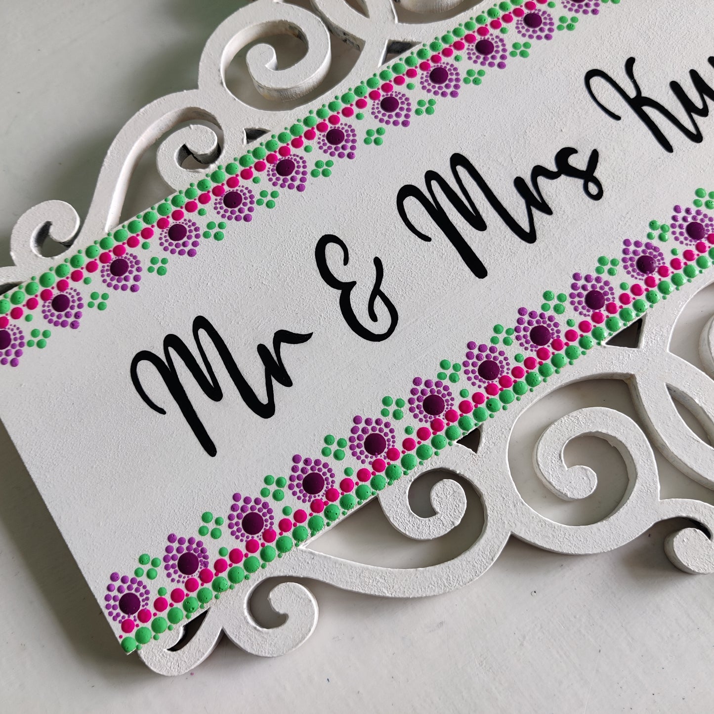 Minimal Dot Mandala Border Cutwork Nameplate – Customizable