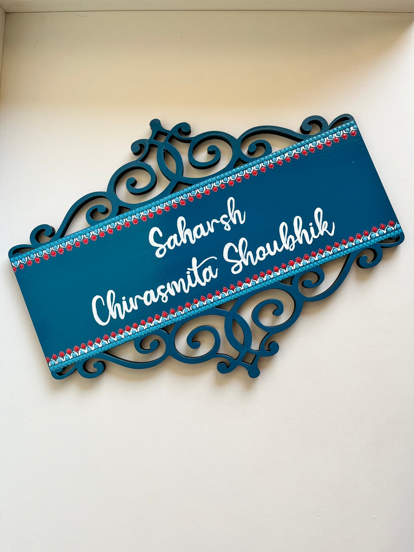 Minimal Dot Mandala Border Cutwork Nameplate – Customizable
