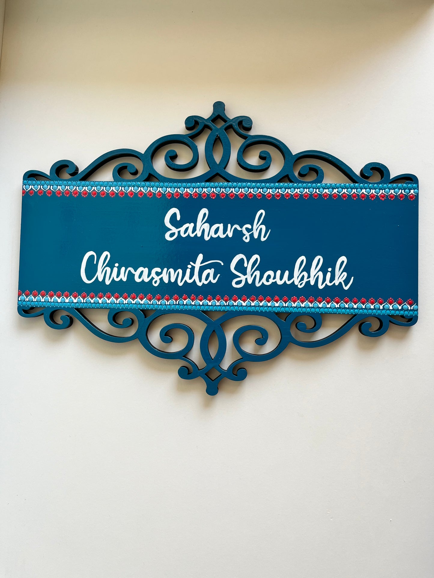 Minimal Dot Mandala Border Cutwork Nameplate – Customizable