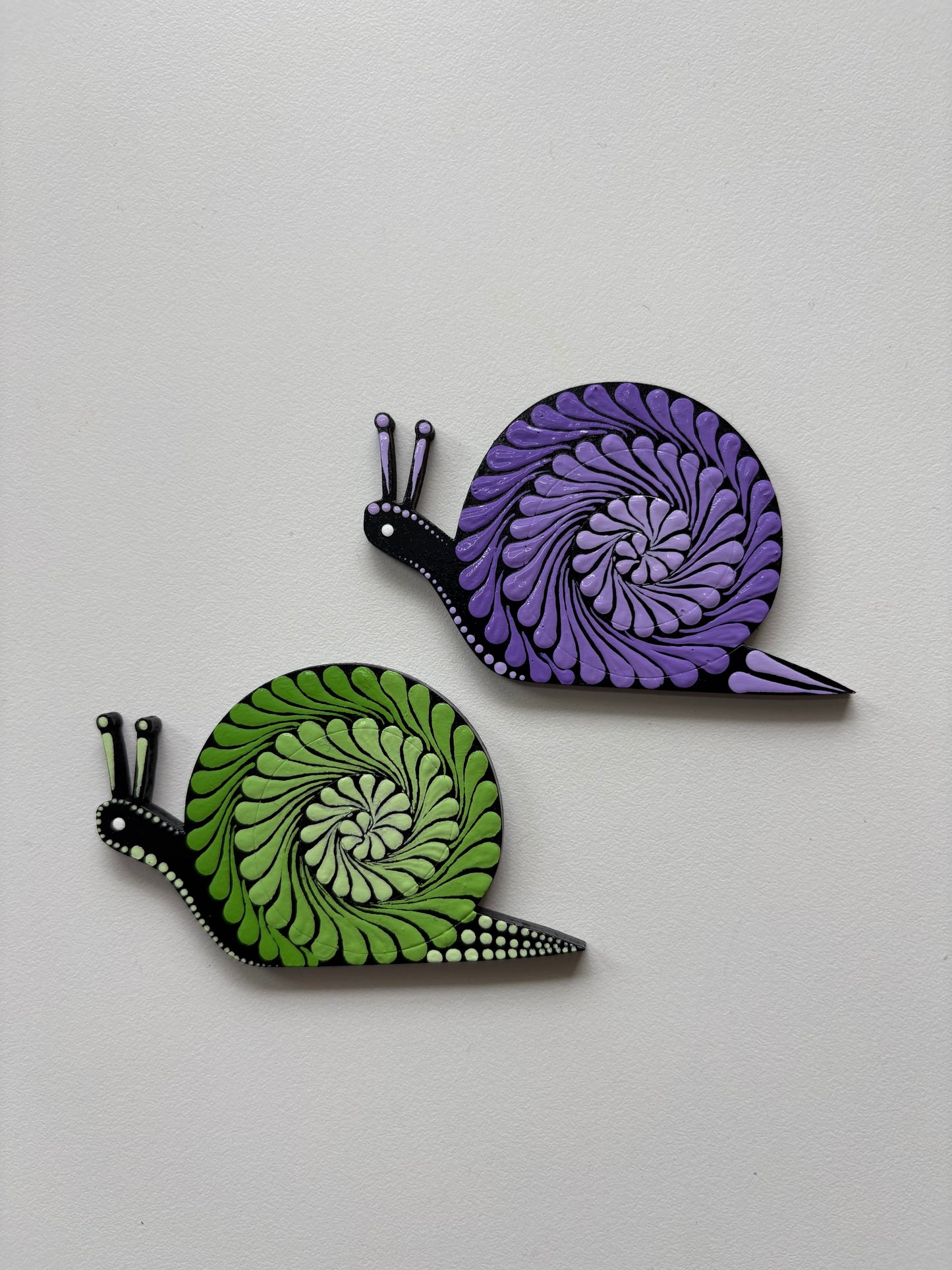 Whimsical Snails – Hand-Painted Mandala Dot Art Magnets