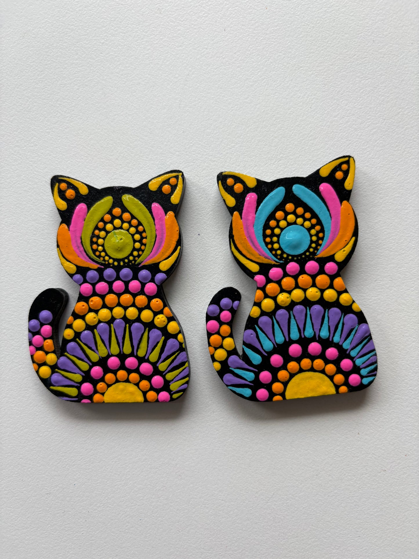 Whisker Wonders – Hand-Painted Dot Mandala Cat Magnets