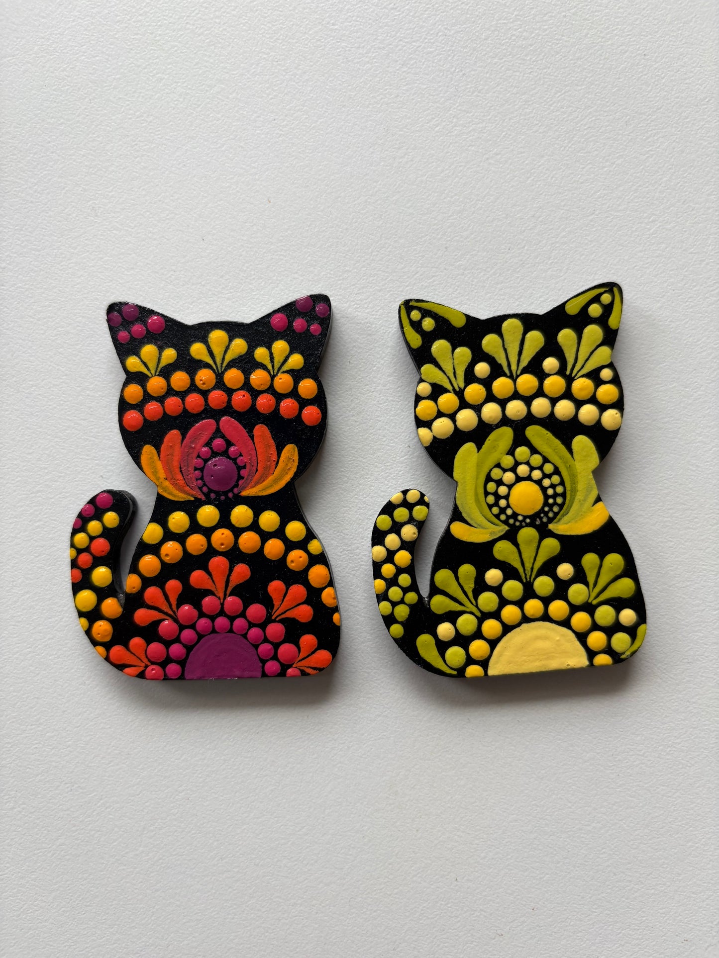 Whisker Wonders – Hand-Painted Dot Mandala Cat Magnets