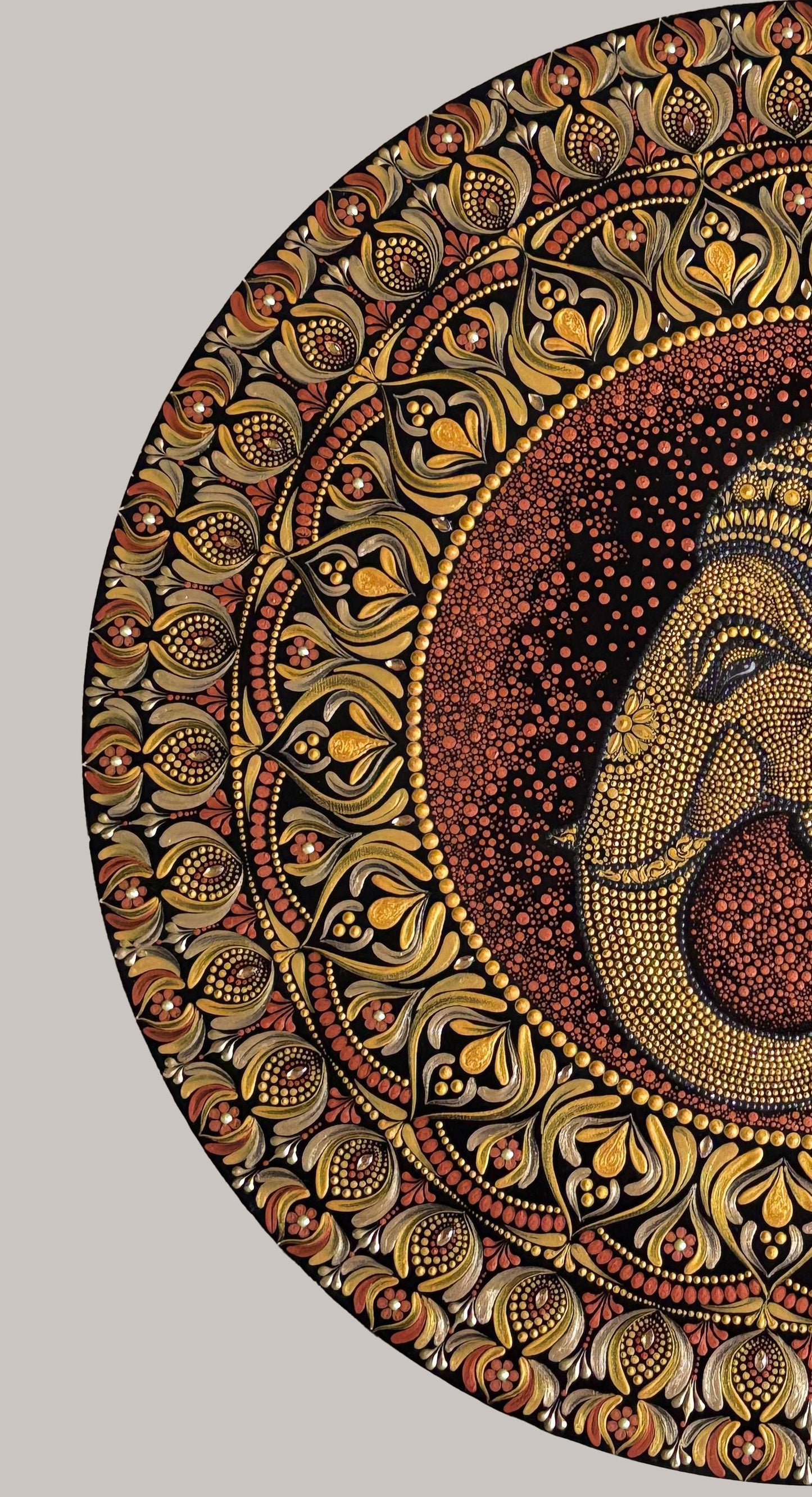 Peaceful Lord Ganesha Mandala in Gold & Red