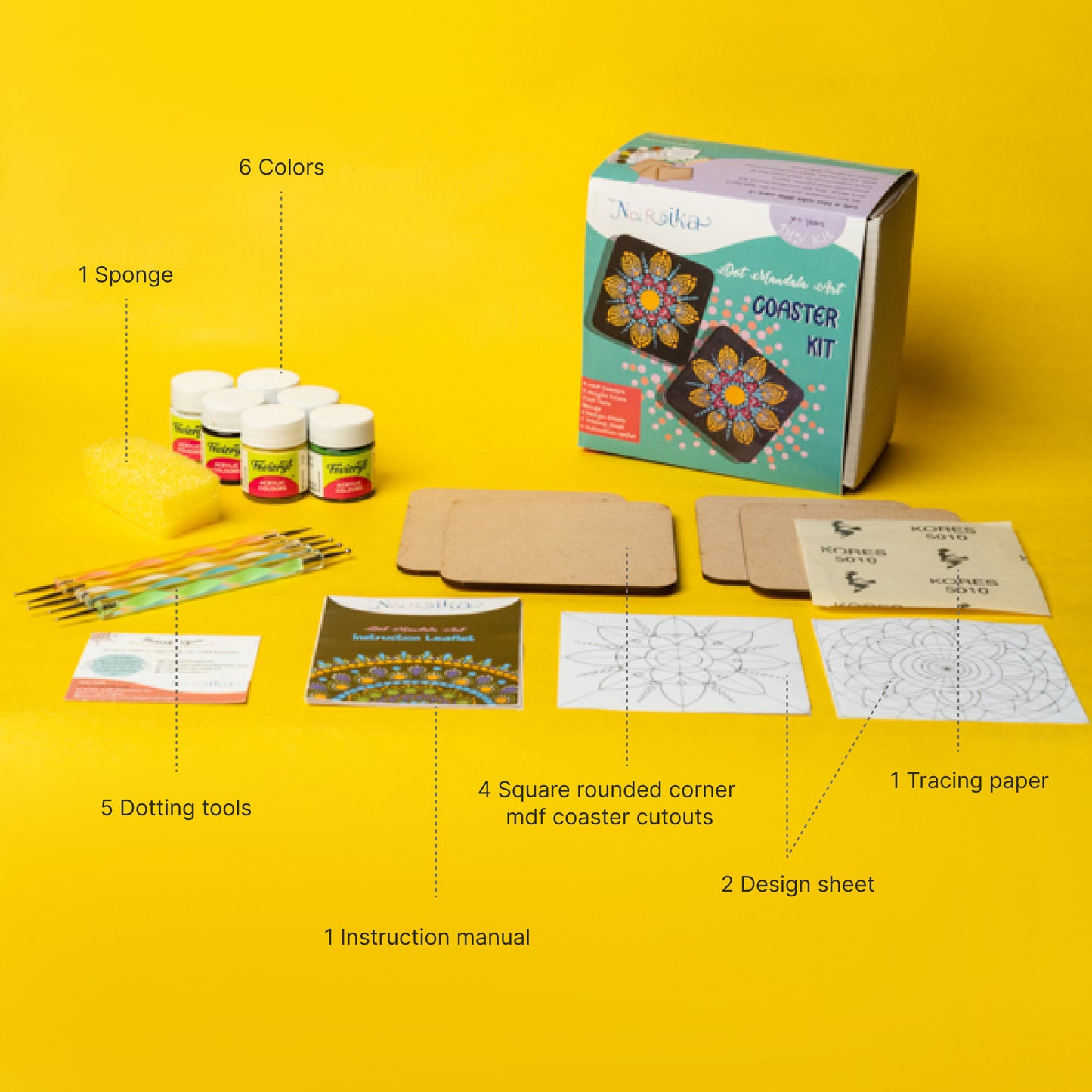 Dot Art Mandala Coasters DIY Kit
