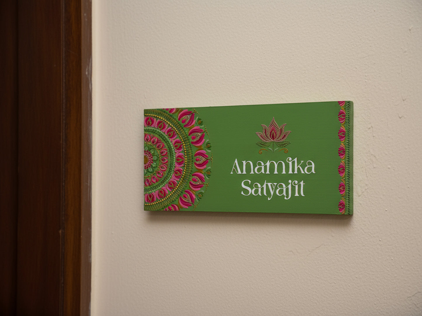 Green Semi-Mandala Lotus Wooden