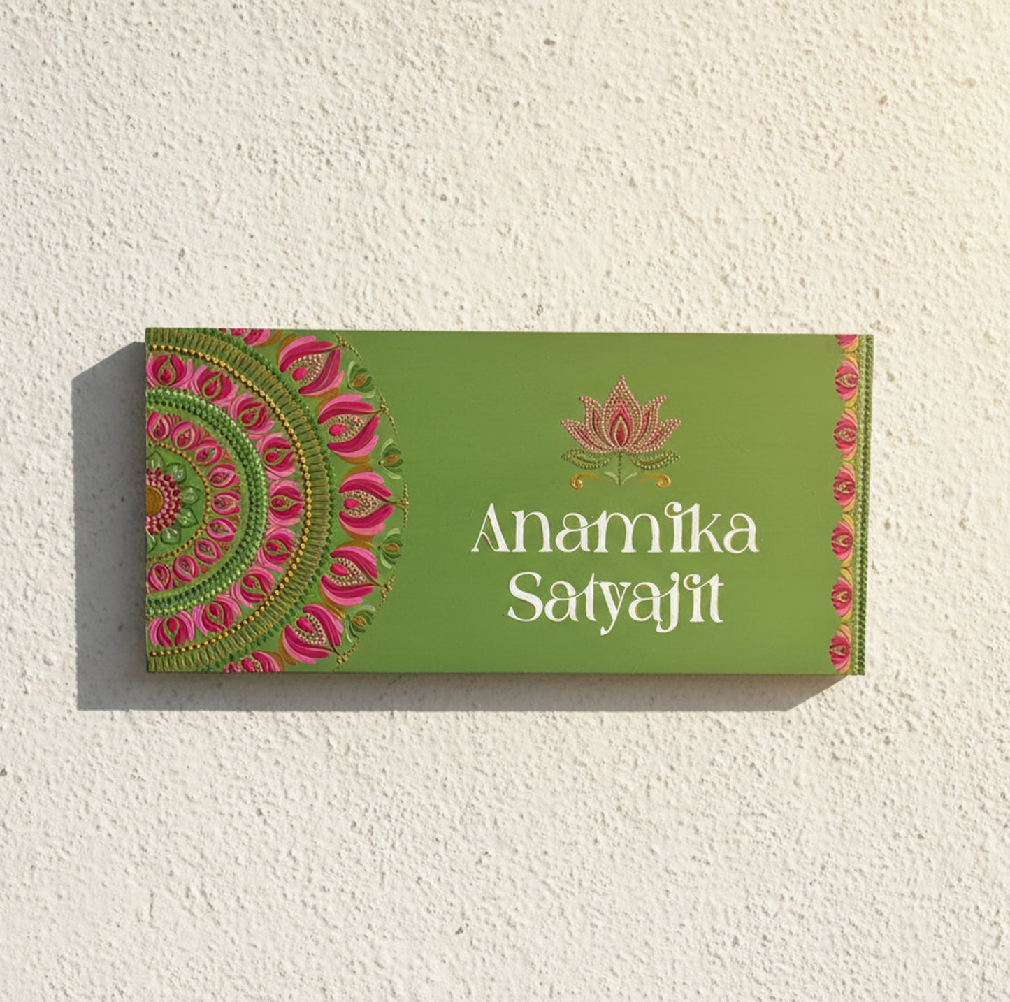 Green Semi-Mandala Lotus Wooden