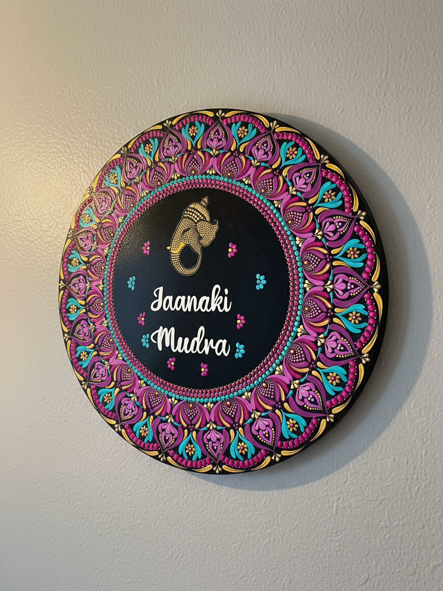 Handpainted Dot Mandala Circular Name Board – Customizable