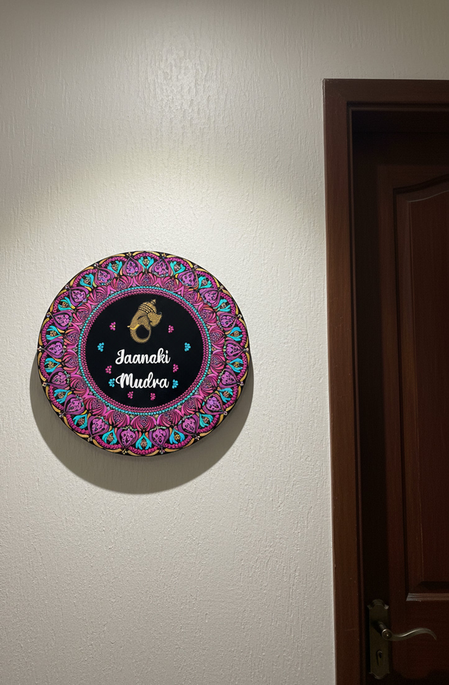 Handpainted Dot Mandala Circular Name Board – Customizable