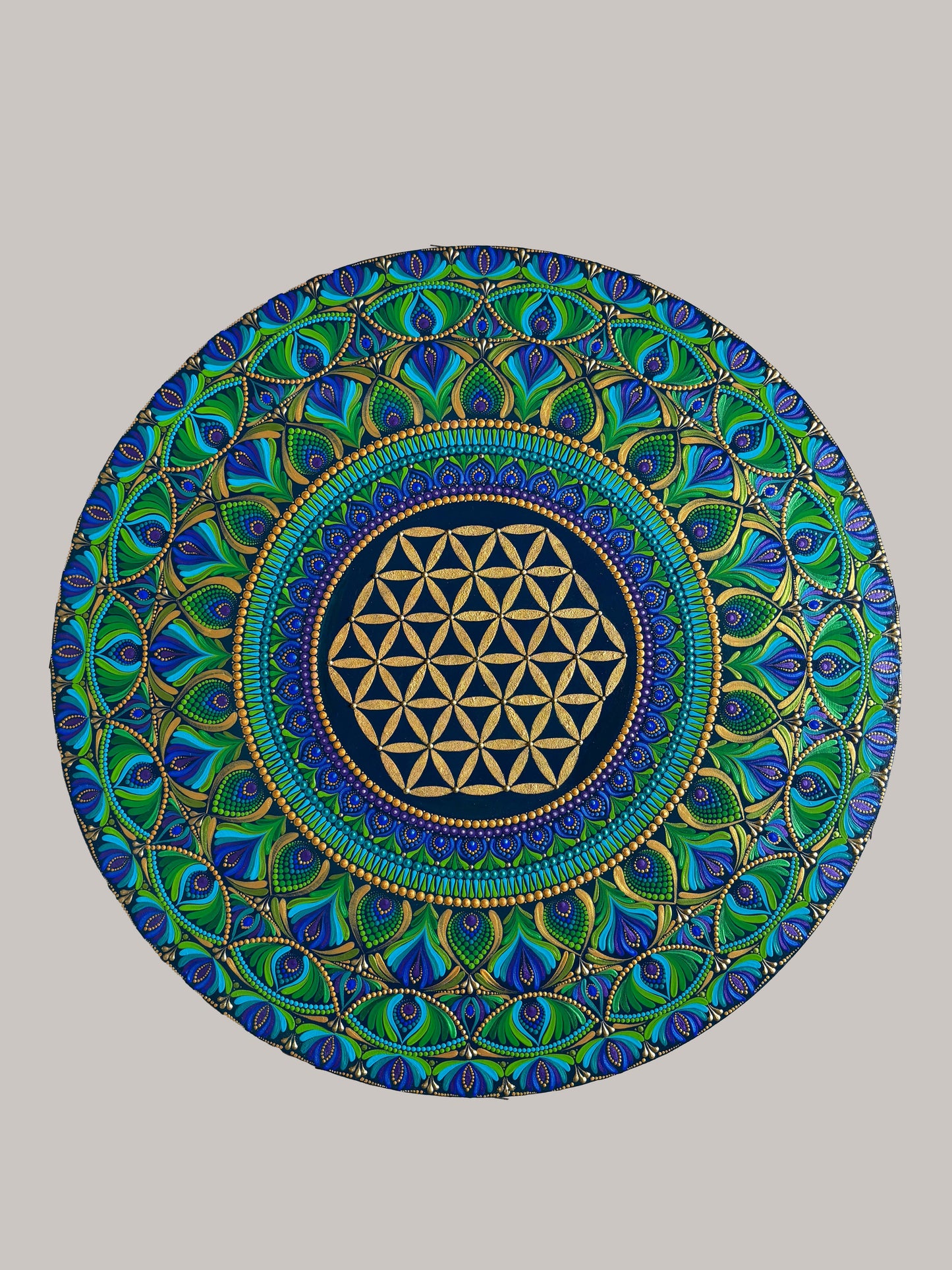 Flower of Life Sacred Geometry Mandala – Handpainted Wall Art