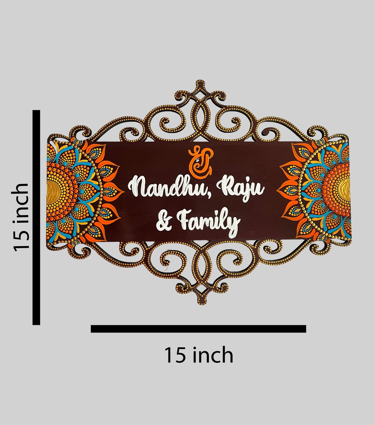 Elegant Cutwork Wooden Name Board with Ganesha Symbol