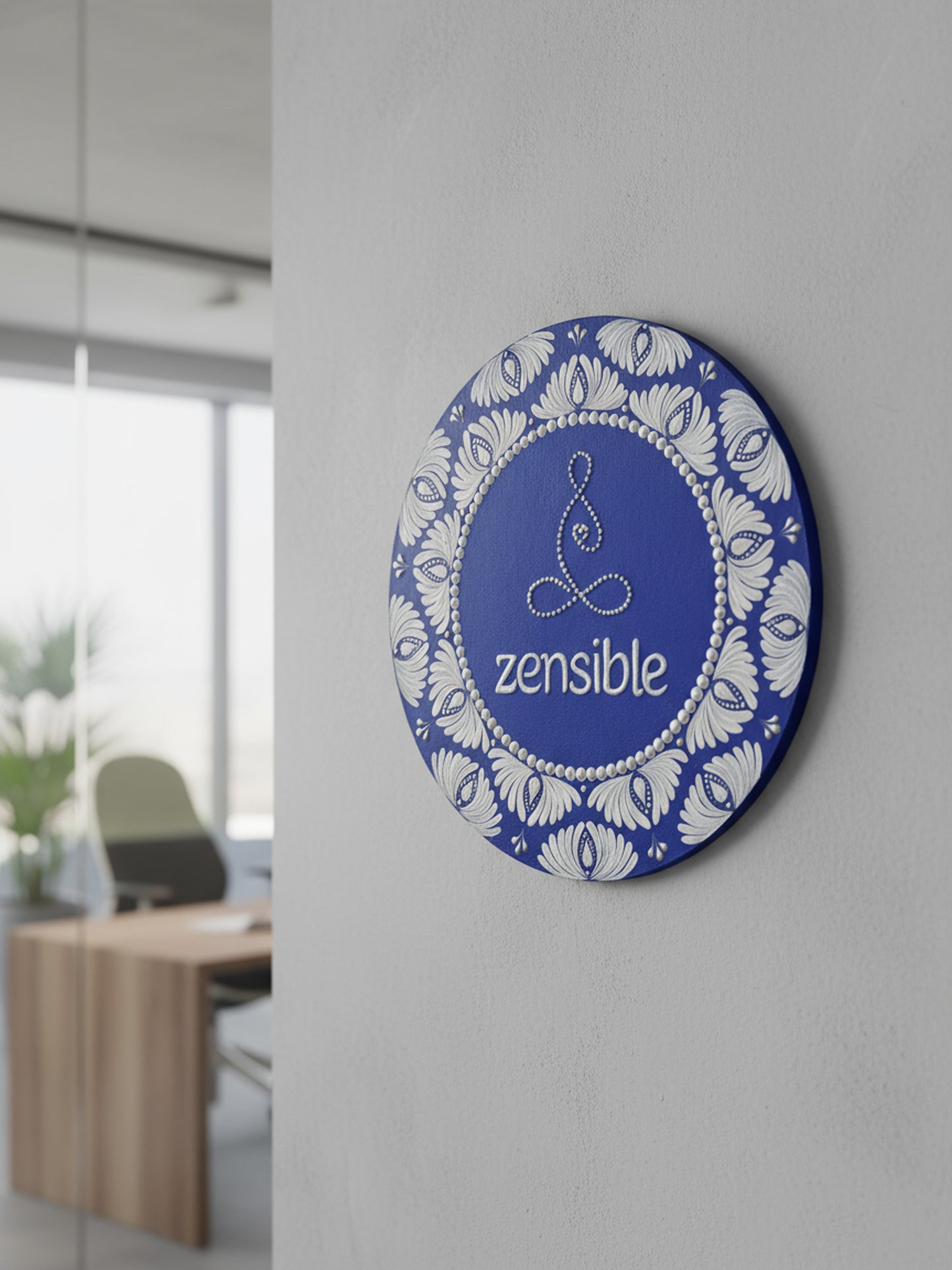 Premium Dot Mandala Wooden Signboard – Logo & Business Name