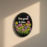 Hand-Painted Floral Dot Mandala Wall Hanging – “Love Grows Here”