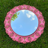Hand-Painted Earthy Pink Dot Mandala  Art Mirror – 12” Round Wall Accent | Elegant Boho Home Décor