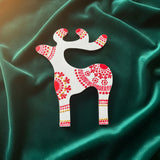 Emerald Reindeer – Handpainted Mandala Table Décor