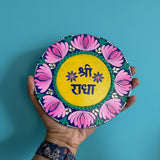Hand-Painted "Shri Radha" Mandala Dot Art Plate – Divine & Vibrant Wall Decor