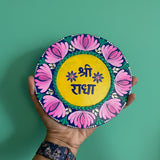 Hand-Painted "Shri Radha" Mandala Dot Art Plate – Divine & Vibrant Wall Decor