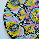 Radiant Floral Burst Mandala Wall Plate – Hand-Painted Dot Art
