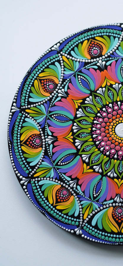 Radiant Harmony – Multicolor Dot Art Mandala Wall Plate