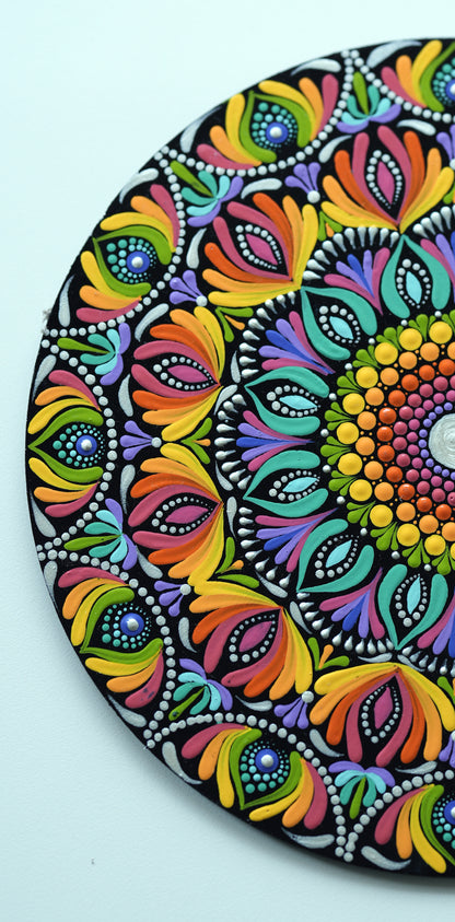 Radiant Burst Hand-Painted Mandala Wall Plate – Full of Colors