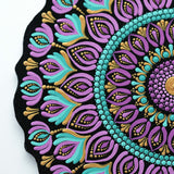 Purple & Teal Lotus Bloom Hand-Painted Mandala Wall Plate – Dot Art