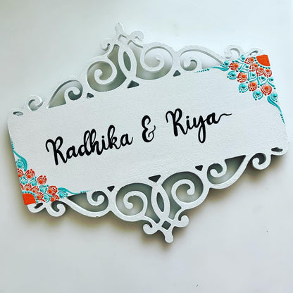 Rectangular Cutwork Dot Mandala Nameplate