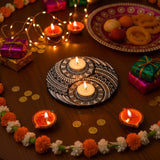 Yin Yang Balance – Hand-Painted Mandala Dot Art Tealight Holder