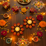 Sunburst Radiance – Hand-Painted Mandala Tealight Holders