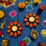 Sunburst Radiance – Hand-Painted Mandala Tealight Holders