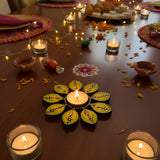 Golden Glow – Hand-Painted Floral Tealight Holder