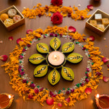 Golden Glow – Hand-Painted Floral Tealight Holder