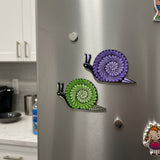 Whimsical Snails – Hand-Painted Mandala Dot Art Magnets