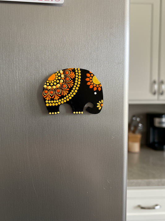 “Joyful Elephants – Hand-Painted Mandala Dot Art Magnets”