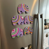 Lavender Bliss Elephants – Hand-Painted Mandala Dot Art Magnets