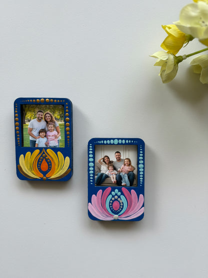 Handpainted Mandala Mini Frames – Lotus Harmony in Blue