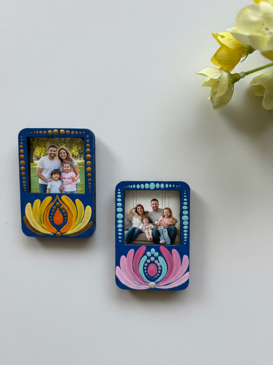 Handpainted Mandala Mini Frames – Lotus Harmony in Blue