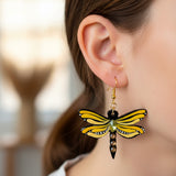 Mystic Dragonfly Mandala Earrings – Handpainted Art in Peacock Shades