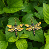 Mystic Dragonfly Mandala Earrings – Handpainted Art in Peacock Shades