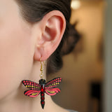 Mystic Dragonfly Mandala Earrings – Handpainted Art in Peacock Shades