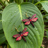 Mystic Dragonfly Mandala Earrings – Handpainted Art in Peacock Shades
