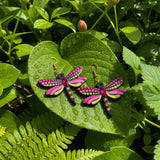 Mystic Dragonfly Mandala Earrings – Handpainted Art in Peacock Shades