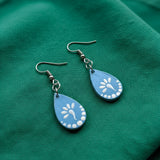 Sky Blue l Drop Earrings – Hand painted Minimal Mandala Style