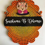 Divine Ombré Dot Mandala Nameplate with Lord Ganesha