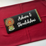 Hand-Painted Kathakali Theme Nameplate – Dot Mandala Art (Customizable)