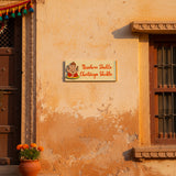 Hand-Painted Wooden Nameplate with Lord Ganesha – Customized Dot Mandala Art